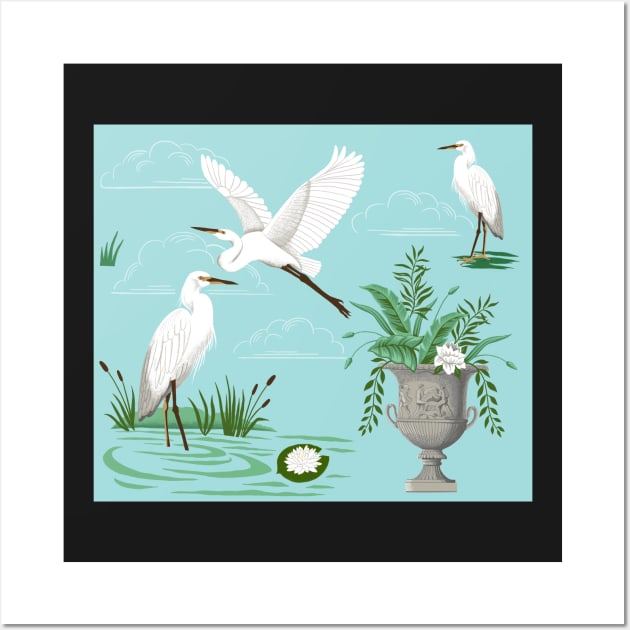 E is for Egret—blue Wall Art by Ruby Ritz